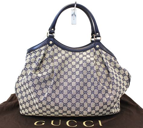 blue tote gucci|Gucci canvas large tote.